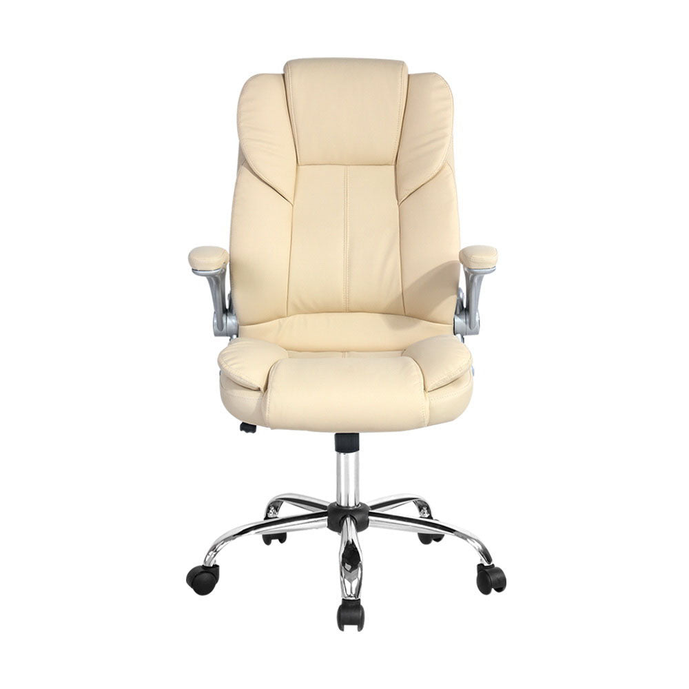 PU Leather Executive Office Desk Chair - Beige