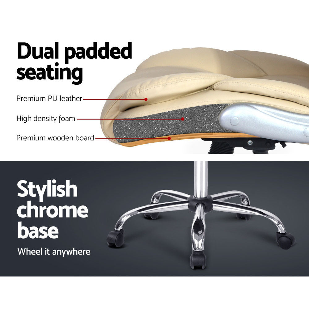 PU Leather Executive Office Desk Chair - Beige