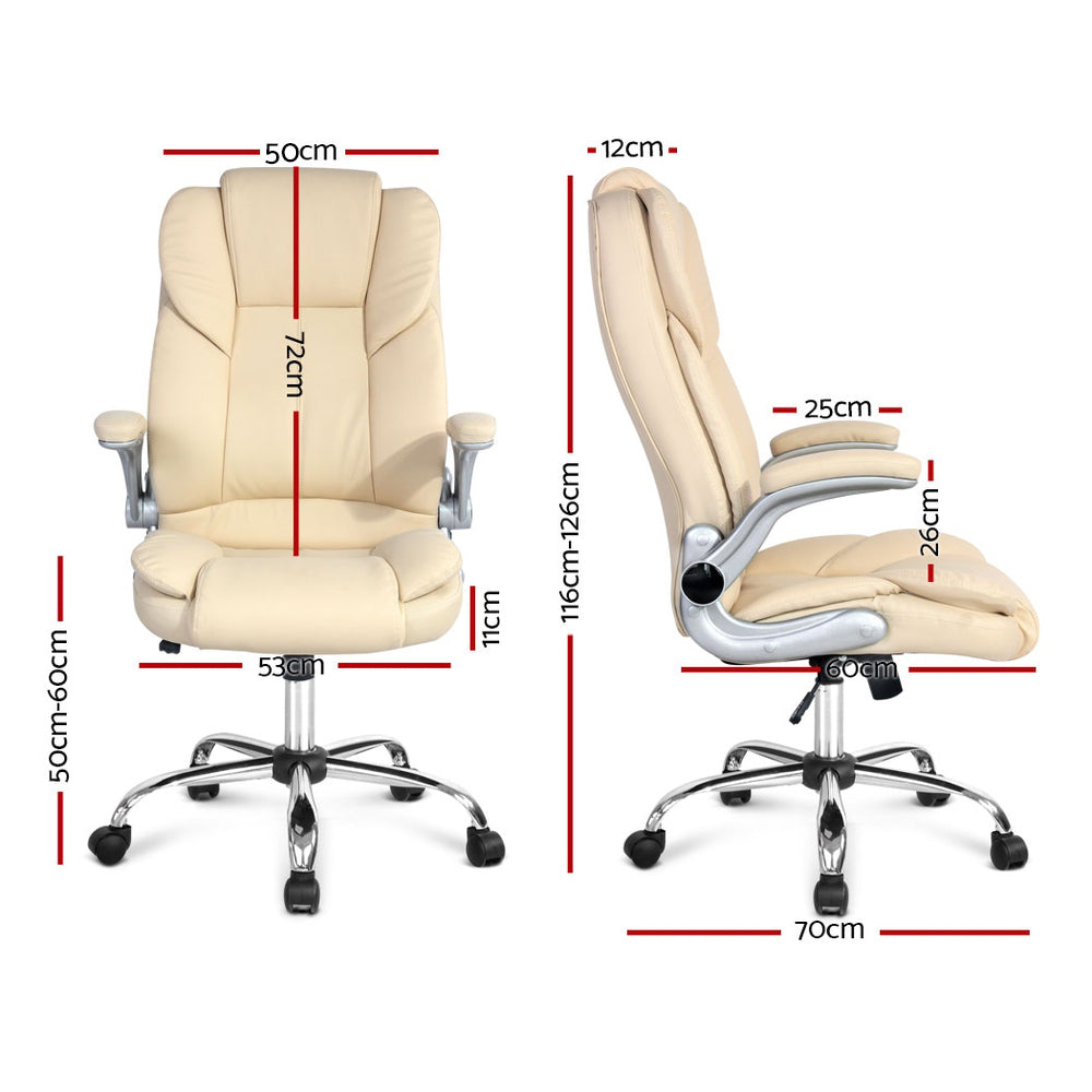 PU Leather Executive Office Desk Chair - Beige