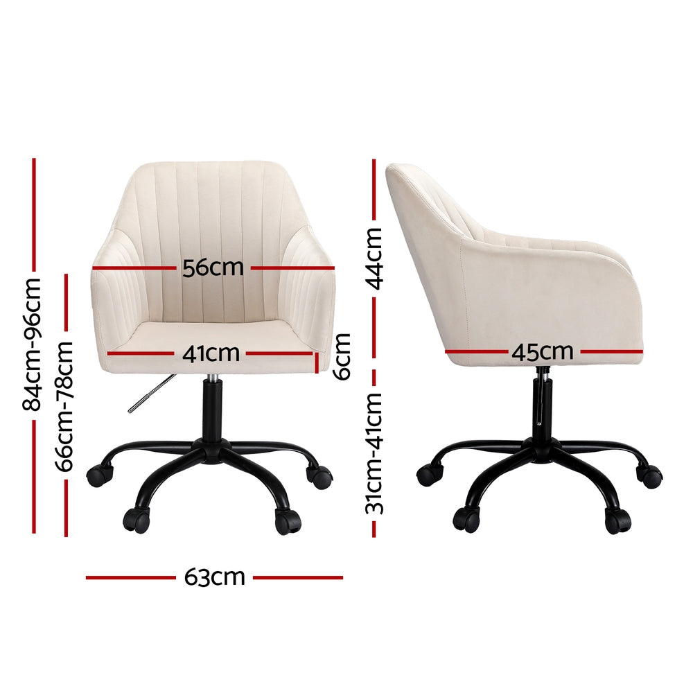 Office Chair Velvet Seat Cream Fast shipping On sale