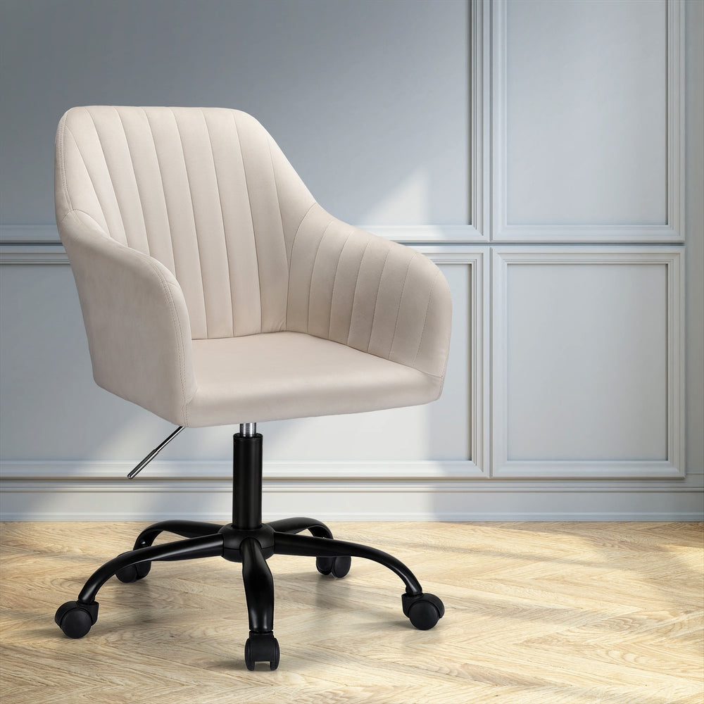 Office Chair Velvet Seat Cream Fast shipping On sale