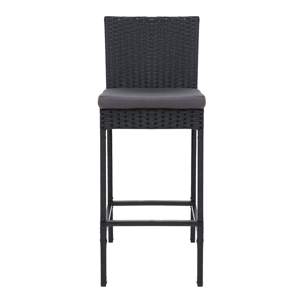Set of 2 Outdoor Bar Stools Dining Chairs Wicker Furniture