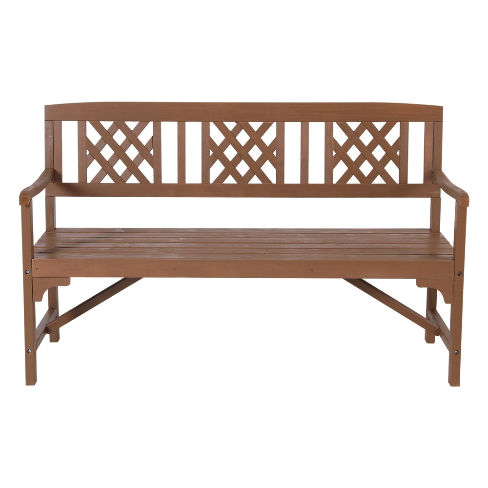 Wooden Garden Bench 3 Seat Patio Furniture Timber Outdoor Lounge Chair Natural