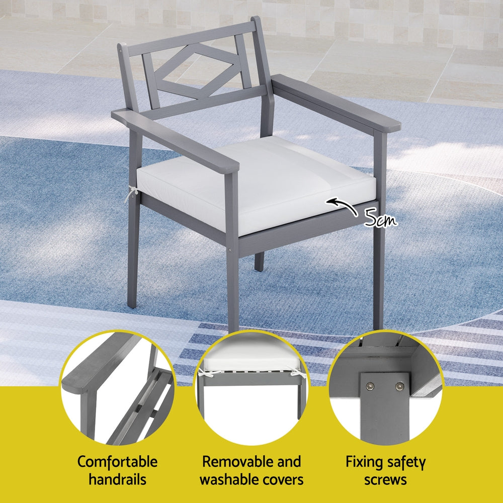 Gardeon 5pcs Outdoor Furniture Dining Set Chair Table Patio Acacia Wood 6 Seater