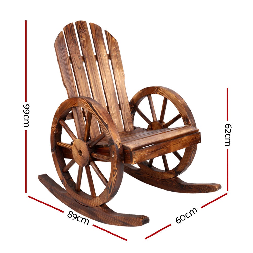 Wagon Wheels Rocking Chair - Brown