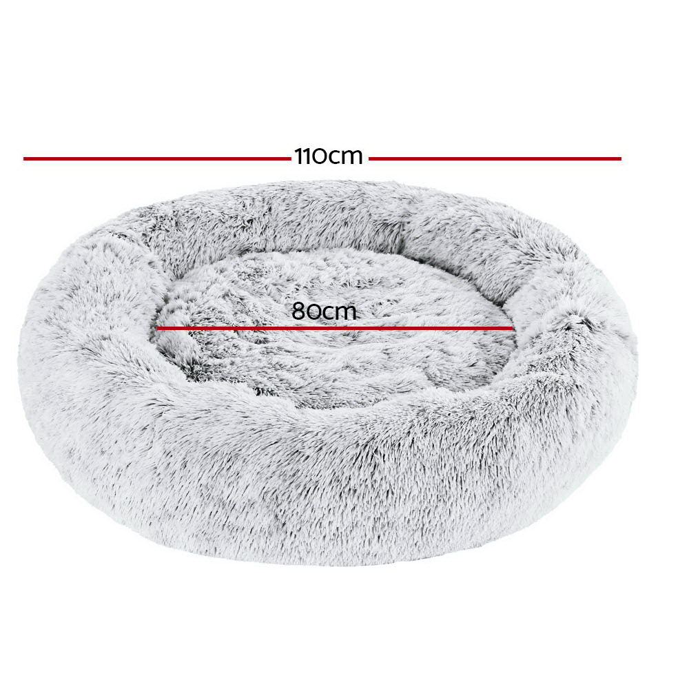 Pet Bed Dog Cat Calming Bed Extra Large 110cm Charcoal Sleeping Comfy Washable