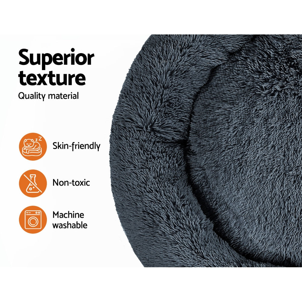Pet Bed Dog Cat Calming Bed Extra Large 110cm Dark Grey Sleeping Comfy Washable