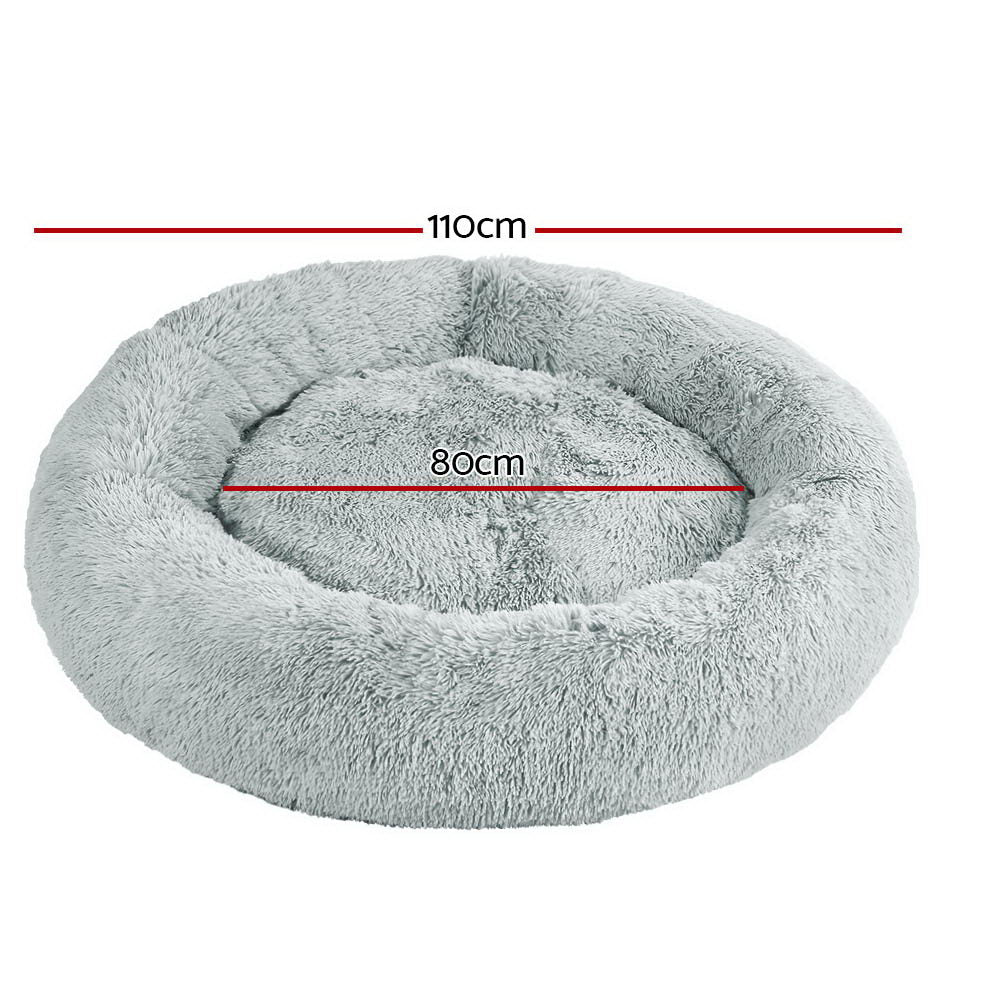 Pet Bed Dog Cat Calming Bed Extra Large 110cm Light Grey Sleeping Comfy Washable