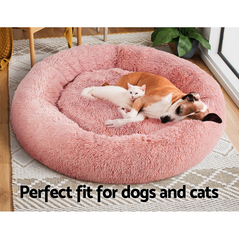 Pet Bed Dog Cat Calming Bed Extra Large 110cm Pink Sleeping Comfy Washable