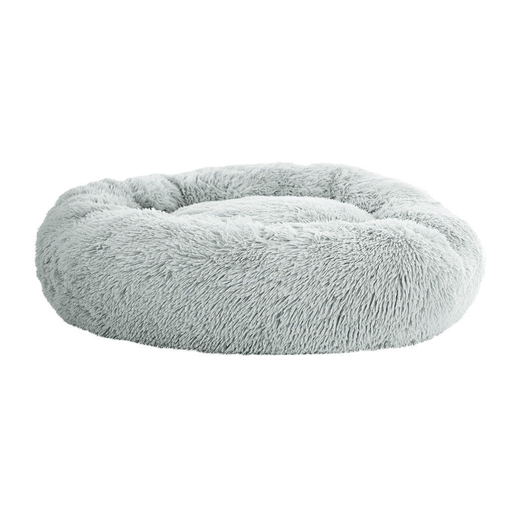 Pet Bed Dog Cat Calming Bed Large 90cm Light Grey Sleeping Comfy Cave Washable