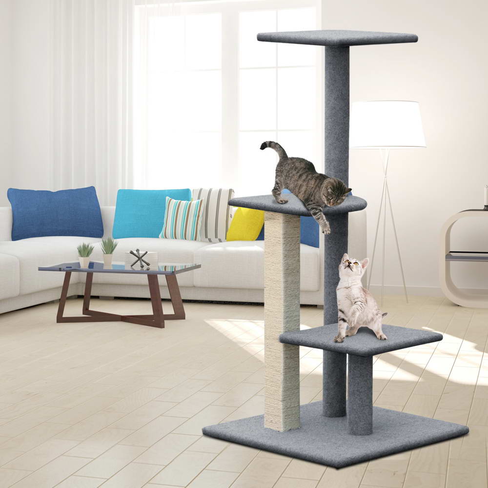 Cat Tree 124cm Trees Scratching Post Scratcher Tower Condo House Furniture Wood Steps