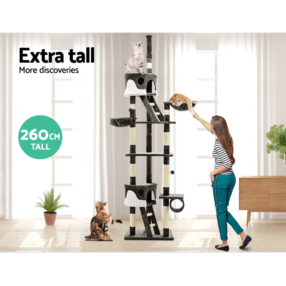 Cat Tree 260cm Trees Scratching Post Scratcher Tower Condo House Furniture Wood