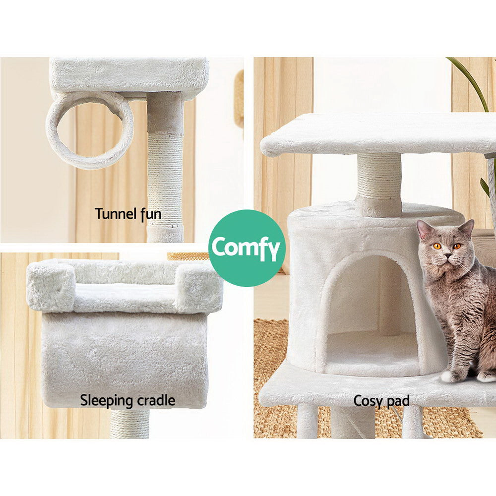 Cat Tree 141cm Trees Scratching Post Scratcher Tower Condo House Furniture Wood Beige
