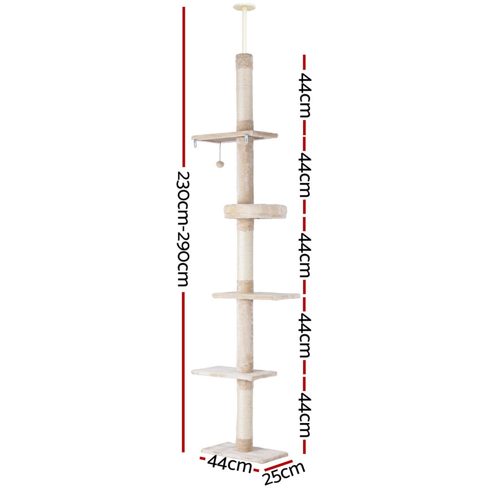 Cat Tree 290cm Tower Scratching Cats Post Scratcher Floor to Ceiling Bed Cares Fast shipping On sale