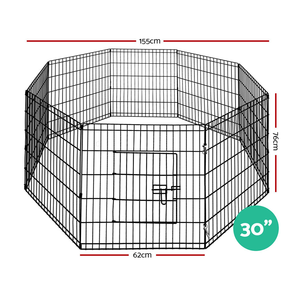 30" 8 Panel Pet Dog Playpen Puppy Exercise Cage Enclosure Play Pen Fence