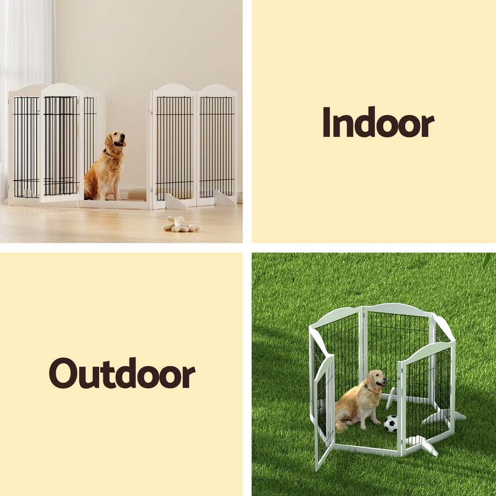 Dog Playpen Enclosure 6 Panel Pet Fence Wooden Play Pen Cares Fast shipping On sale