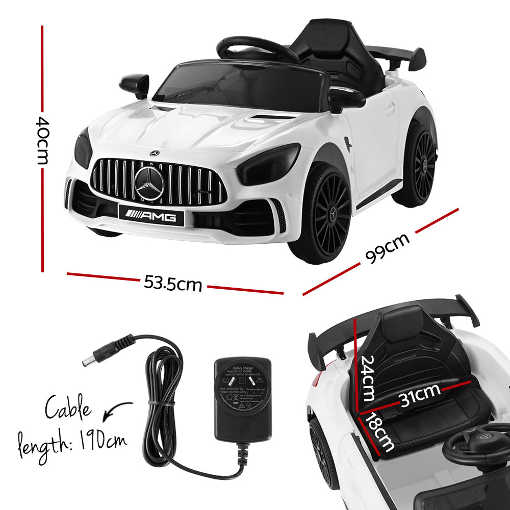 Kids Ride On Car Mercedes-Benz AMG GTR Electric Toy Cars 12V White