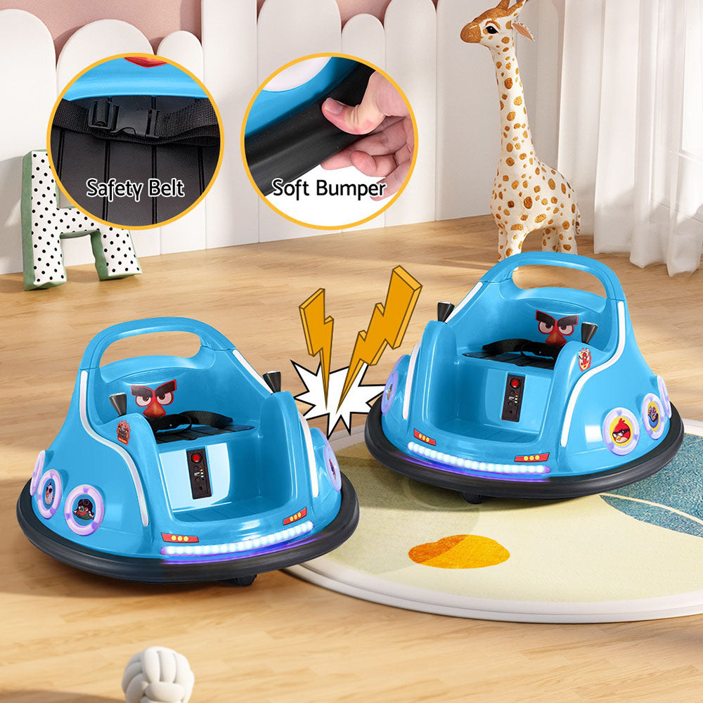 Kids Ride On Car Bumper Electric Toys Cars Light Remote Angry Birds Sticker Blue Fast shipping sale