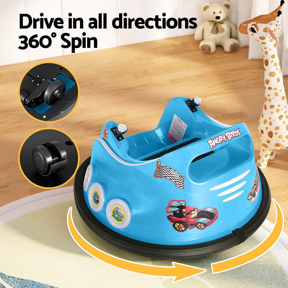 Kids Ride On Car Bumper Electric Toys Cars Light Remote Angry Birds Sticker Blue Fast shipping sale