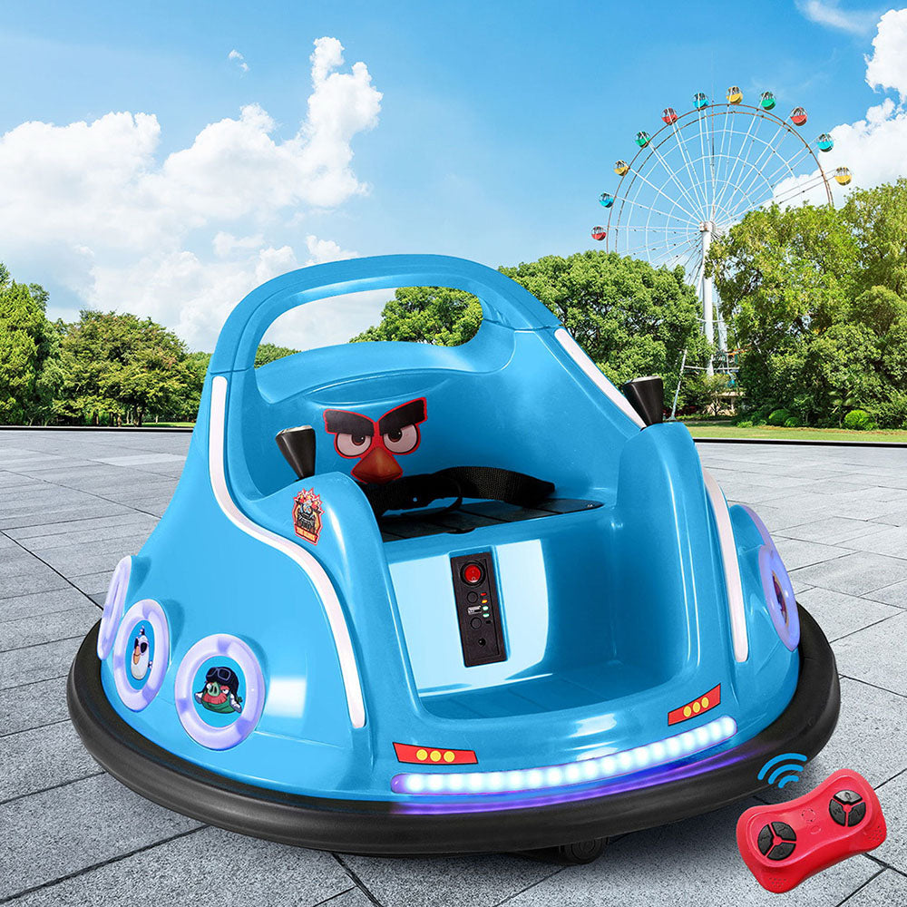 Kids Ride On Car Bumper Electric Toys Cars Light Remote Angry Birds Sticker Blue Fast shipping sale