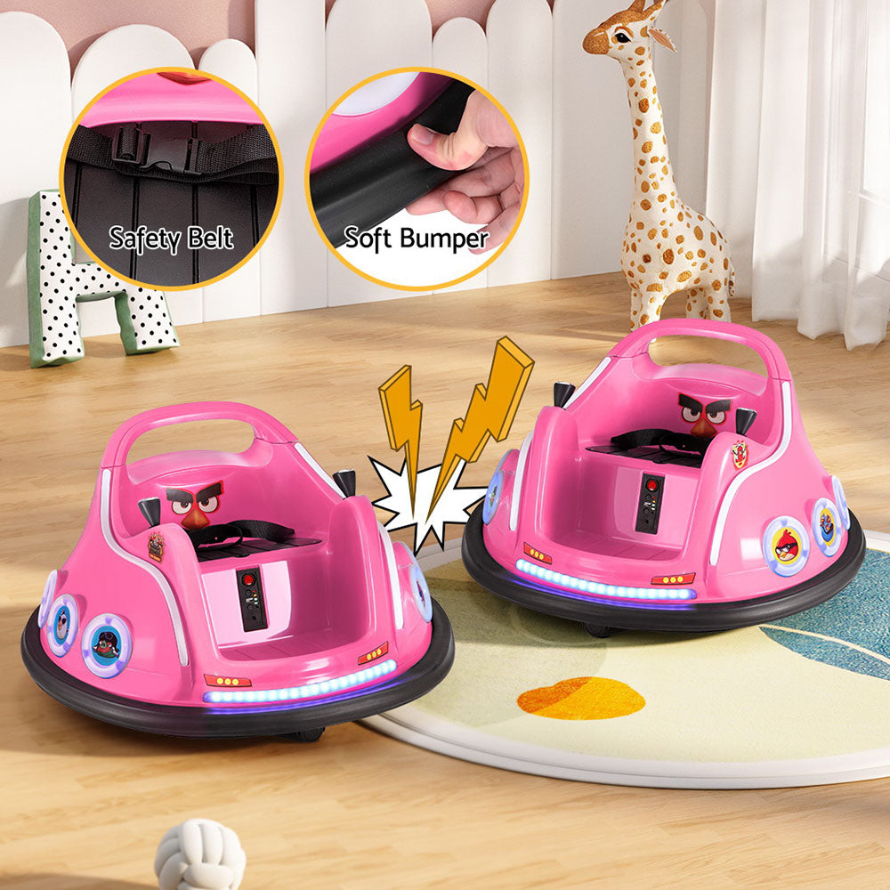 Kids Ride On Car Bumper Electric Toys Cars Light Remote Angry Birds Sticker Pink Fast shipping sale