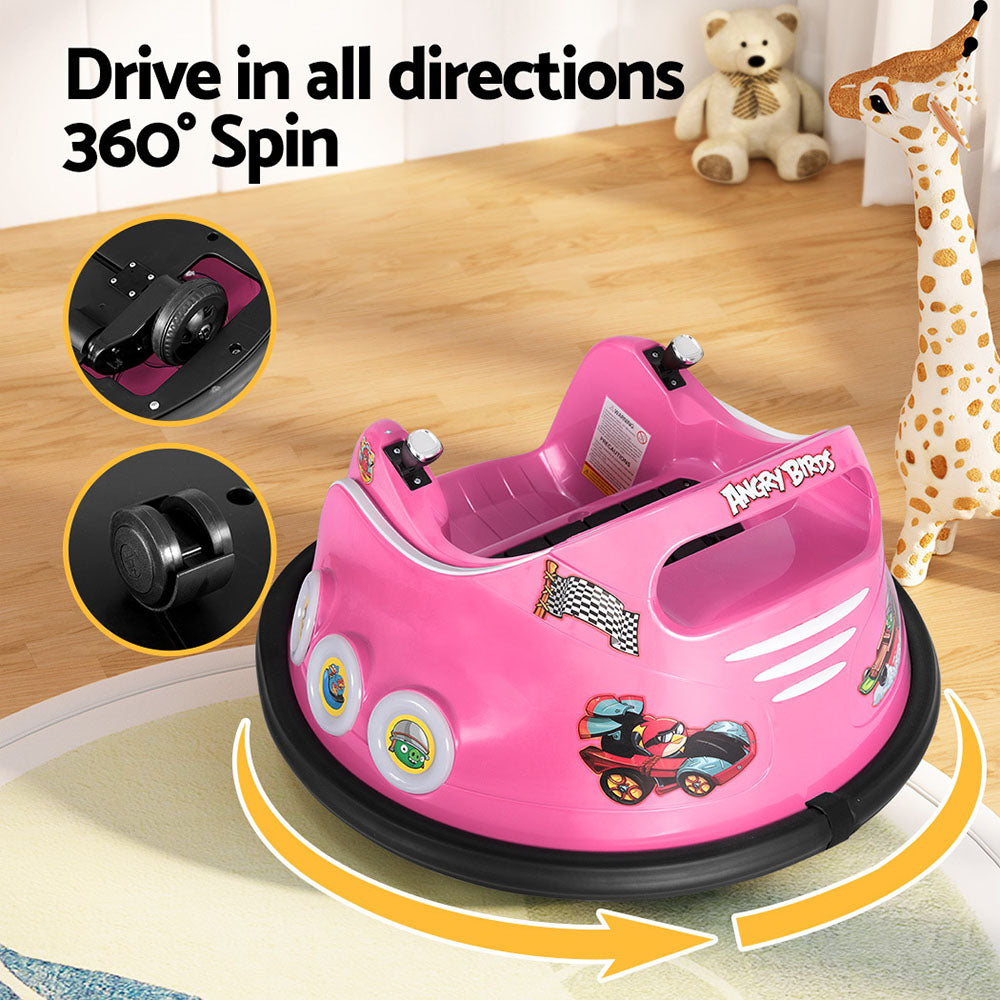 Kids Ride On Car Bumper Electric Toys Cars Light Remote Angry Birds Sticker Pink Fast shipping sale