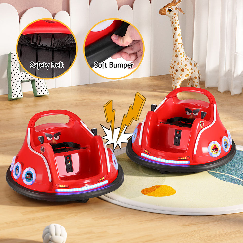 Kids Ride On Car Bumper Electric Toys Cars Light Remote Angry Birds Stickers Red Fast shipping sale