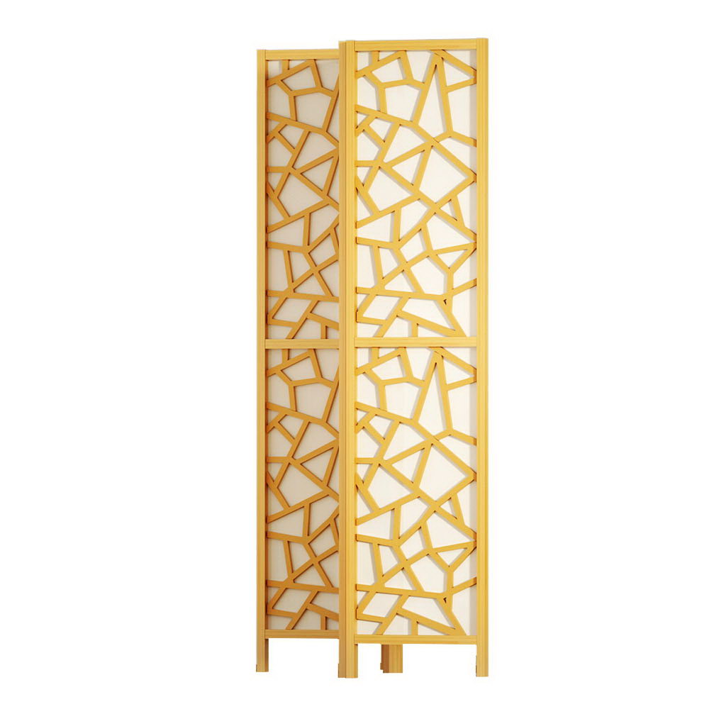 Artiss Clover Room Divider Screen Privacy Wood Dividers Stand 4 Panel Natural
