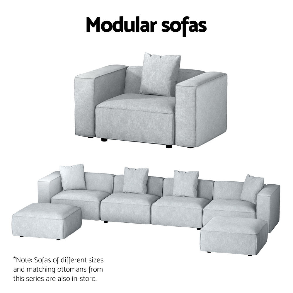 Modular Sofa Chaise Set 3-Seater Grey Fast shipping On sale