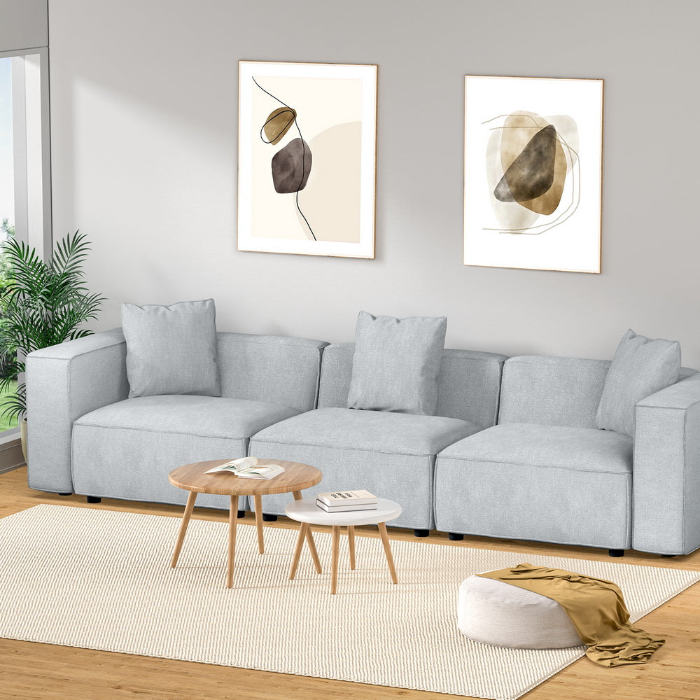 Modular Sofa Chaise Set 3-Seater Grey Fast shipping On sale