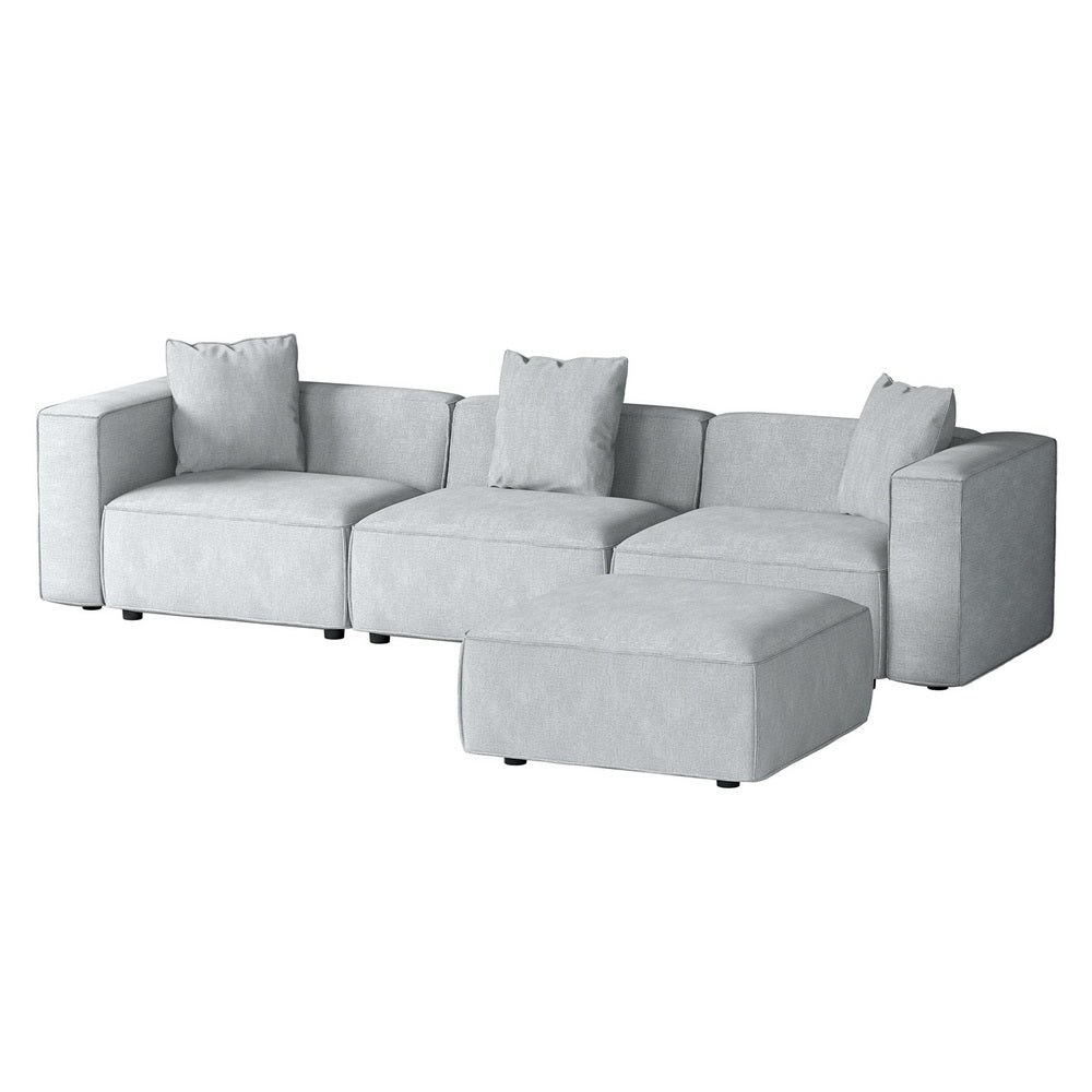 Modular Sofa Chaise Set 4-Seater Grey Fast shipping On sale