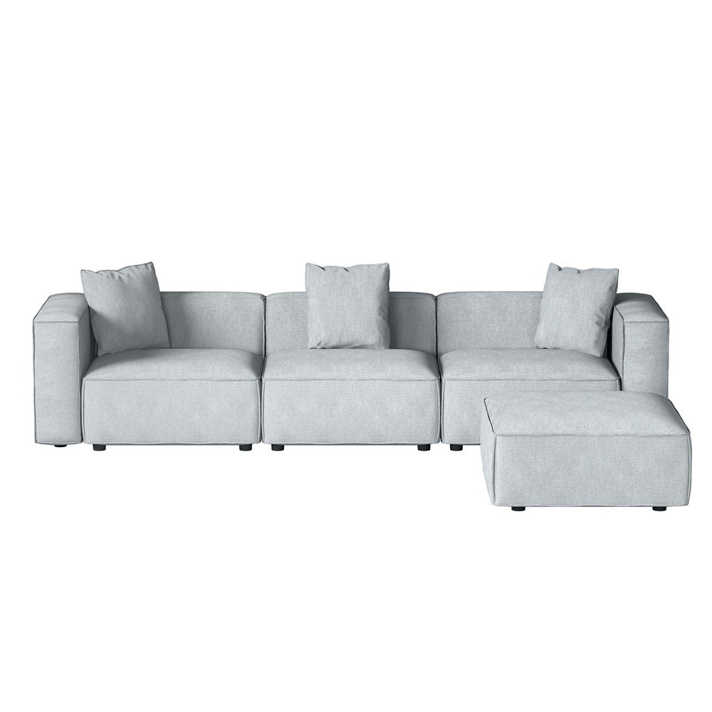 Modular Sofa Chaise Set 4-Seater Grey Fast shipping On sale