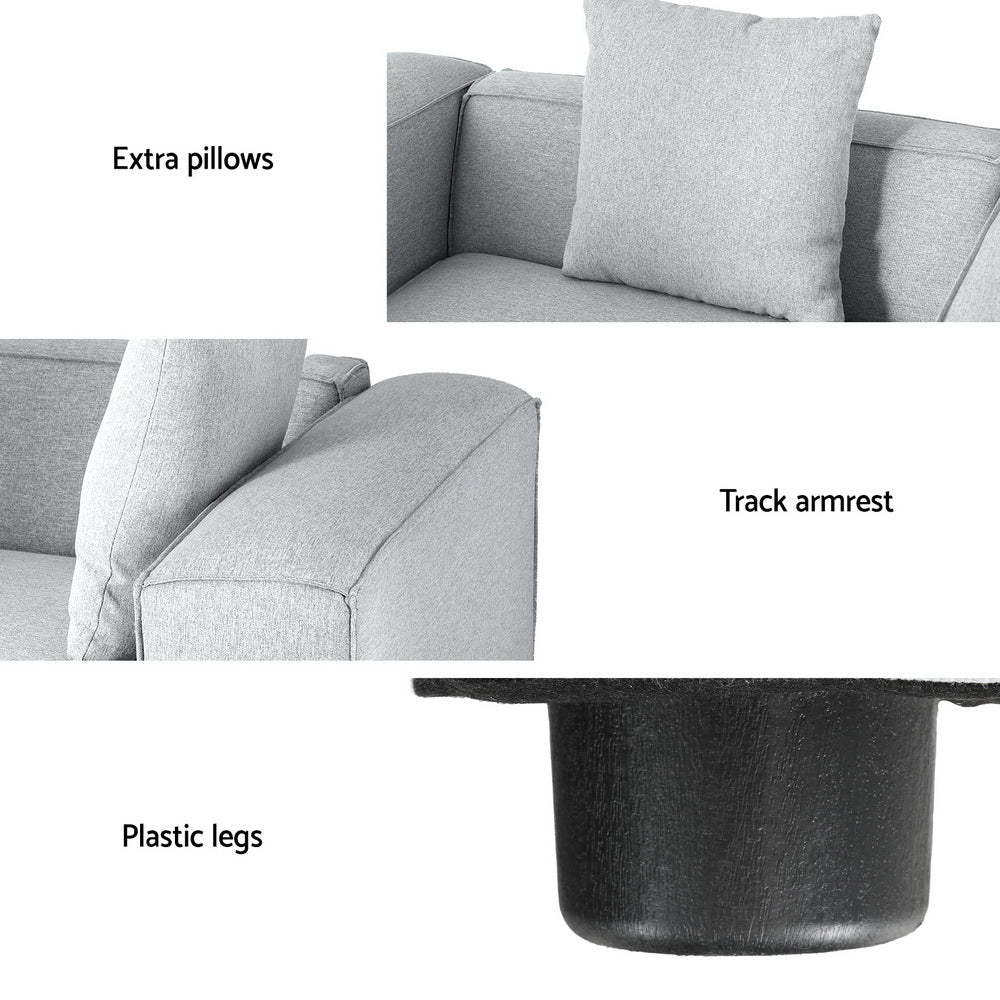 Modular Sofa Chaise Set 4-Seater Grey Fast shipping On sale