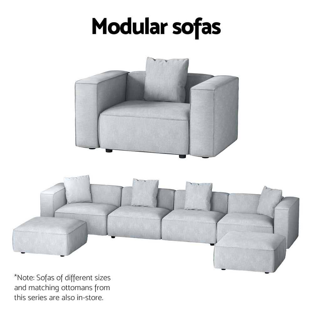 Modular Sofa Chaise Set 4-Seater Grey Fast shipping On sale