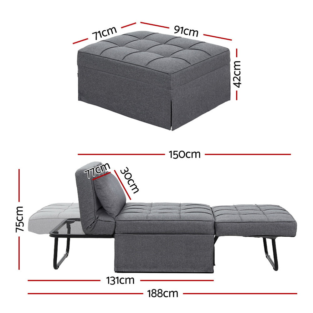 Sofa Bed Ottoman Pillow Folding Linen Grey Siyi Fast shipping On sale