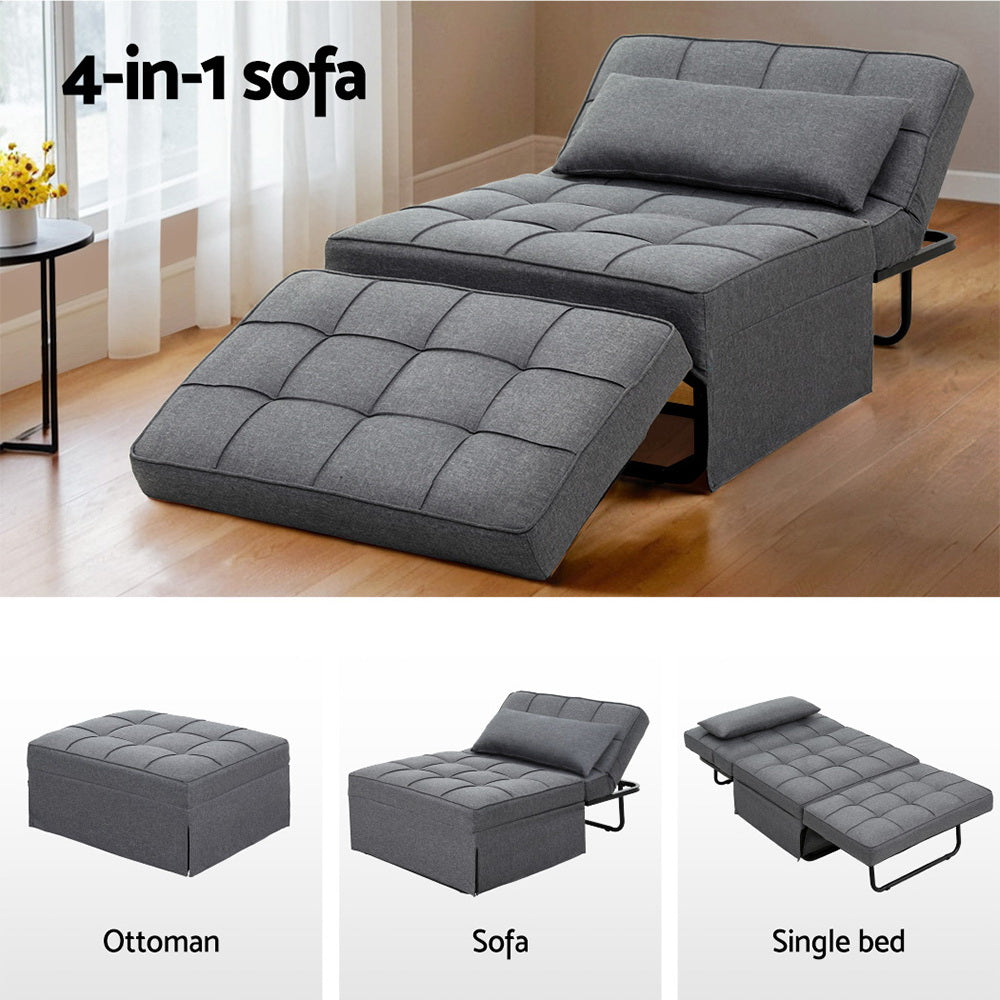 Sofa Bed Ottoman Pillow Folding Linen Grey Siyi Fast shipping On sale