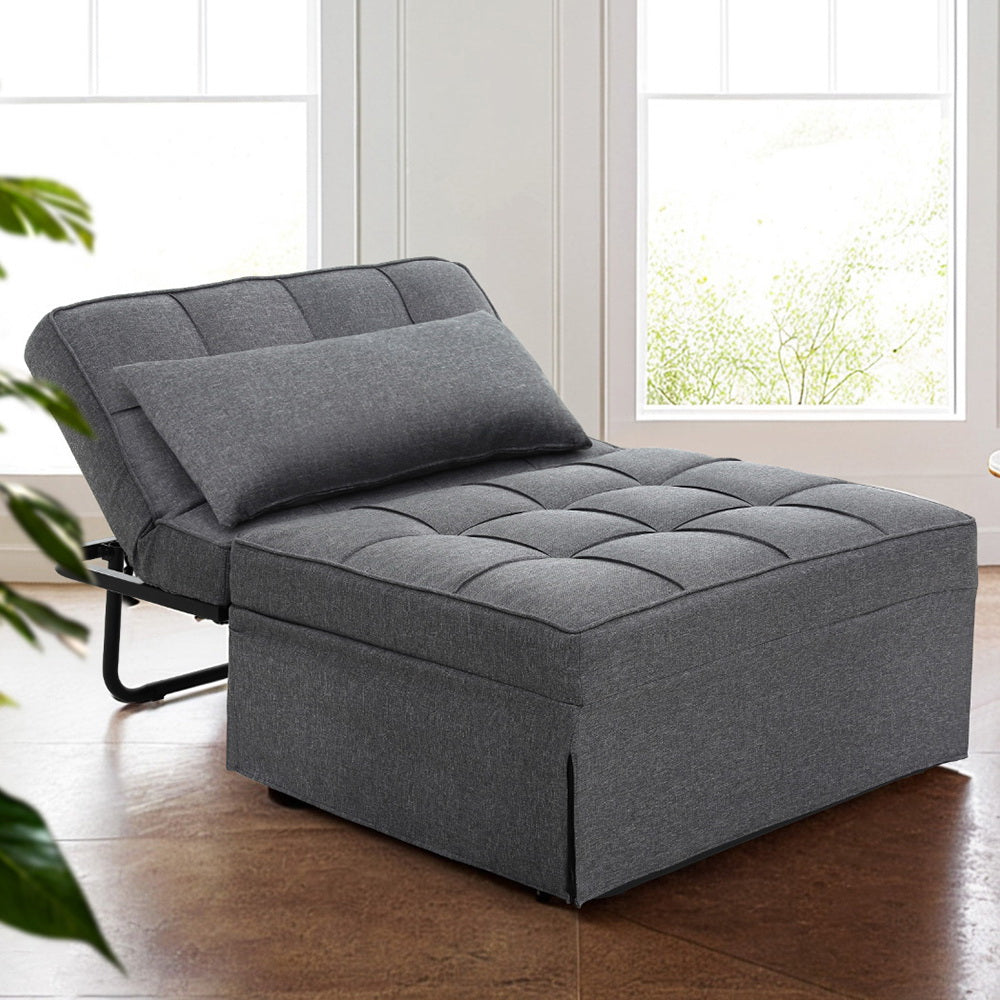 Sofa Bed Ottoman Pillow Folding Linen Grey Siyi Fast shipping On sale