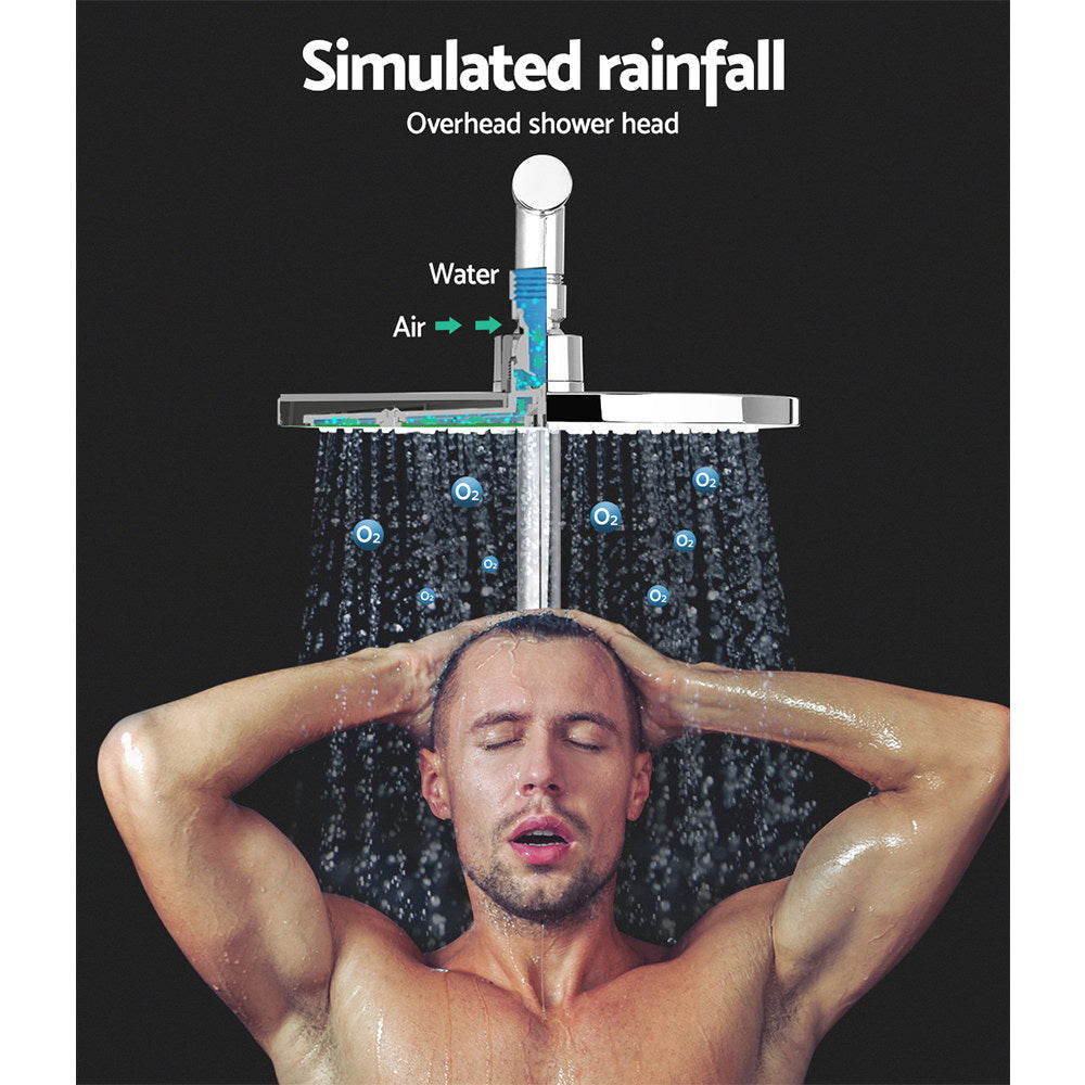 WELS 9'' Rain Shower Head Set Round Handheld High Pressure Wall Chrome
