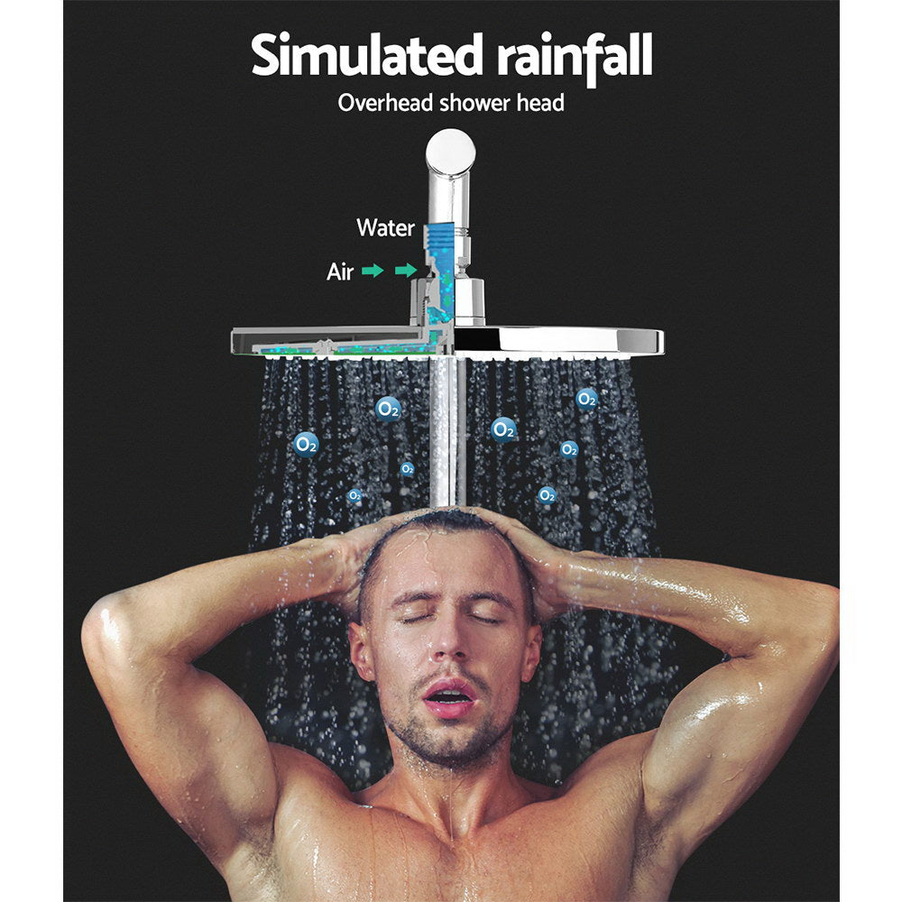 WELS 9'' Rain Shower Head Mixer Round Handheld High Pressure Wall Chrome