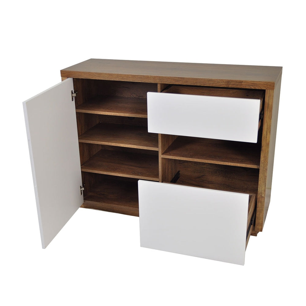 Sharon Sideboard Buffet Unit - Antique Oak / High Gloss White & Fast shipping On sale