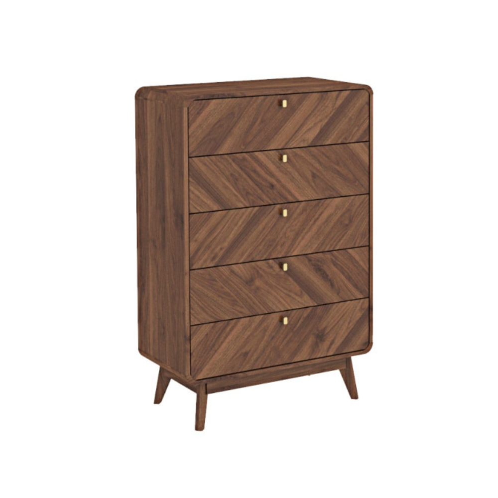 Somi Wooden Chest Of 5-Drawers Tallboy Storage Cabinet Walnut Drawers Fast shipping On sale