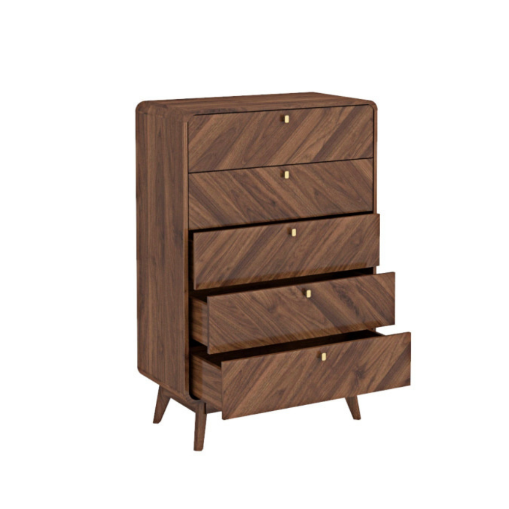 Somi Wooden Chest Of 5-Drawers Tallboy Storage Cabinet Walnut Drawers Fast shipping On sale