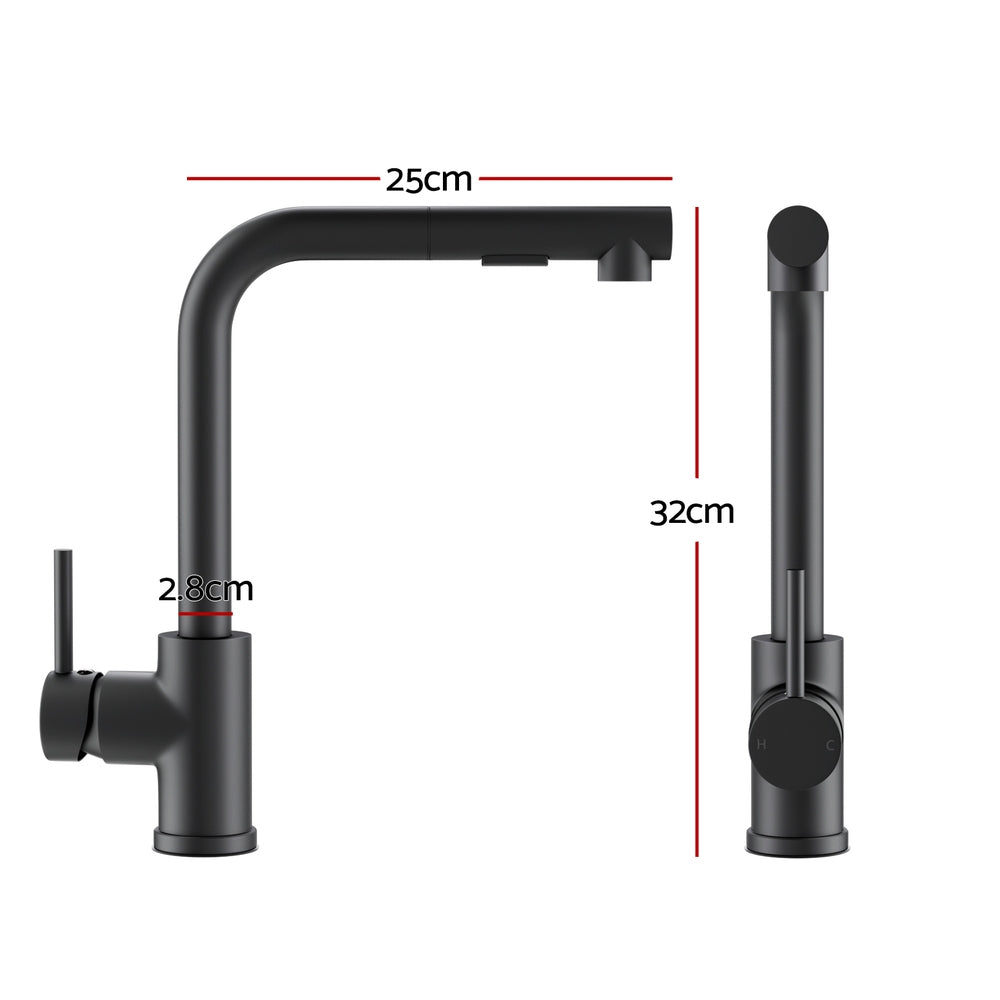 Kitchen Mixer Tap Pull Out Rectangle 2 Mode Sink Basin Faucet Swivel WELS Black & Shower Fast shipping On sale