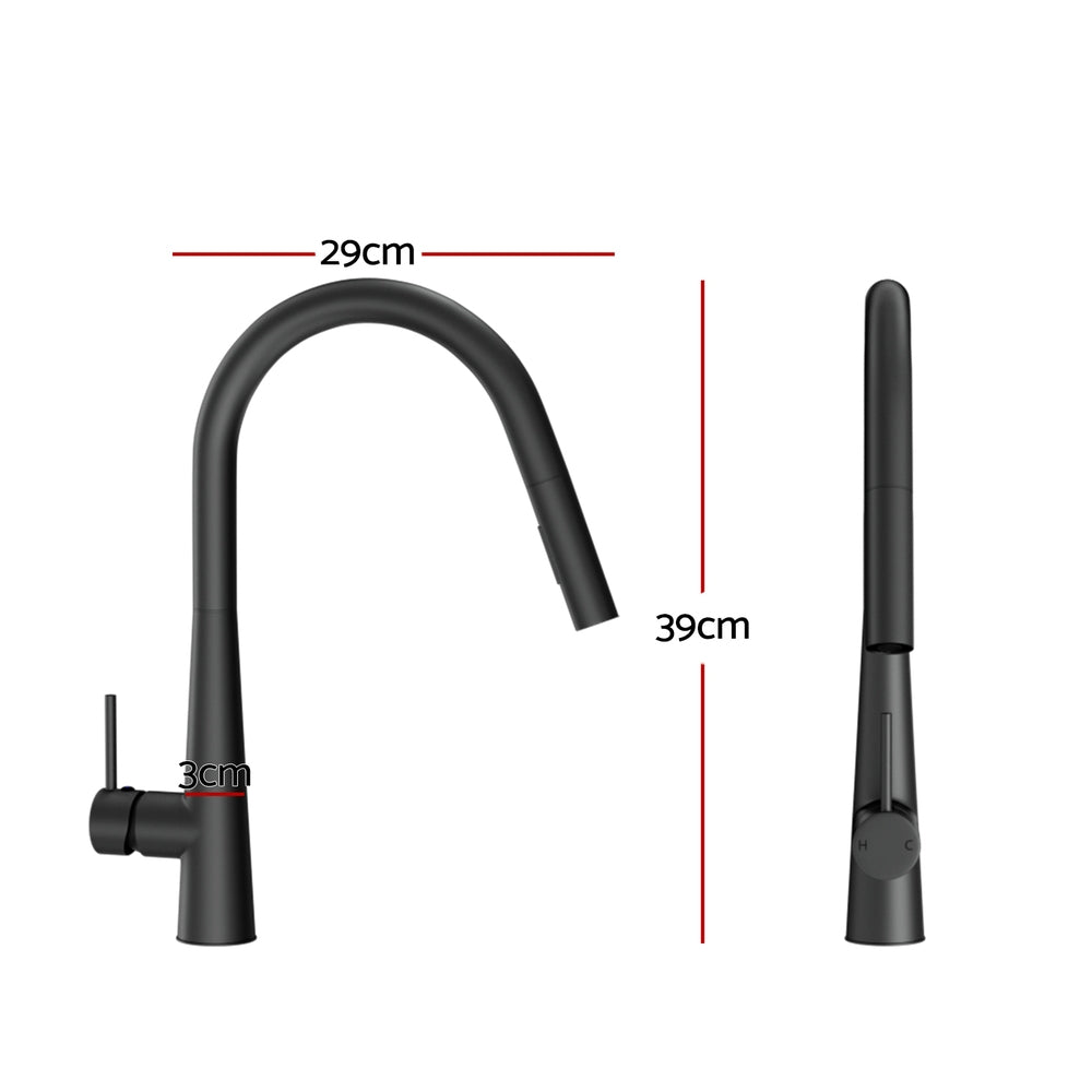 Kitchen Mixer Tap Pull Out Round 2 Mode Sink Basin Faucet Swivel WELS Black & Shower Fast shipping On sale