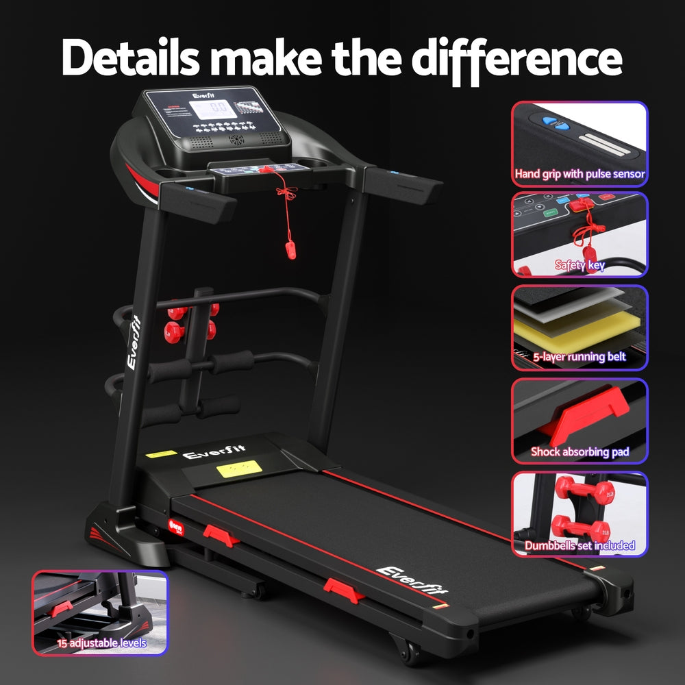 Treadmill Electric Home Gym Fitness Exercise Machine w/ Sit Up Bar 450mm Sports & Fast shipping On sale