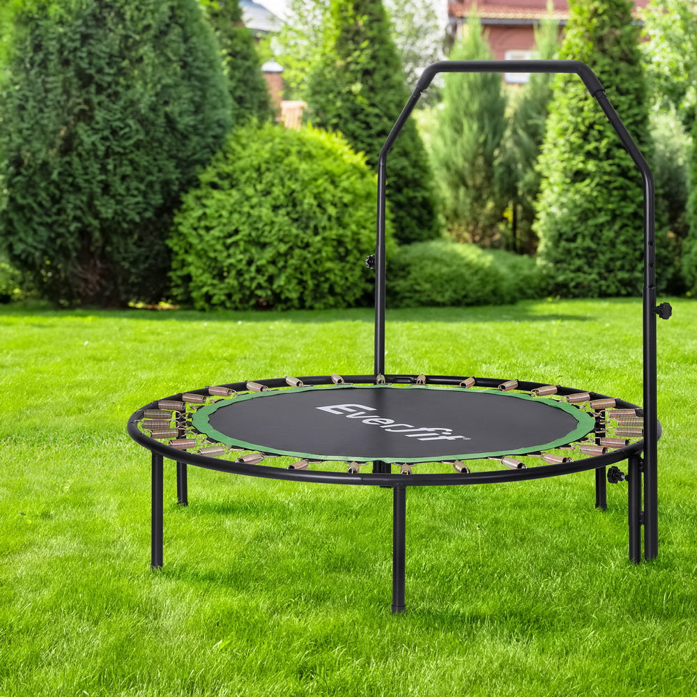 48inch Round Trampoline Kids Exercise Fitness Adjustable Handrail Green Sports & Fast shipping On sale