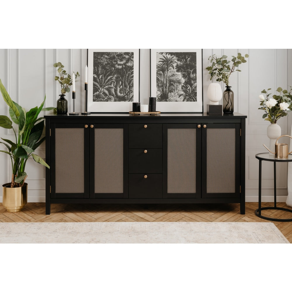 Cliff Wooden Buffet Unit Sideboard Storage Cabinet 4-Doors 3-Drawers Oak & Fast shipping On sale