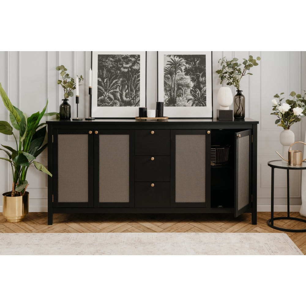 Cliff Wooden Buffet Unit Sideboard Storage Cabinet 4-Doors 3-Drawers Oak & Fast shipping On sale