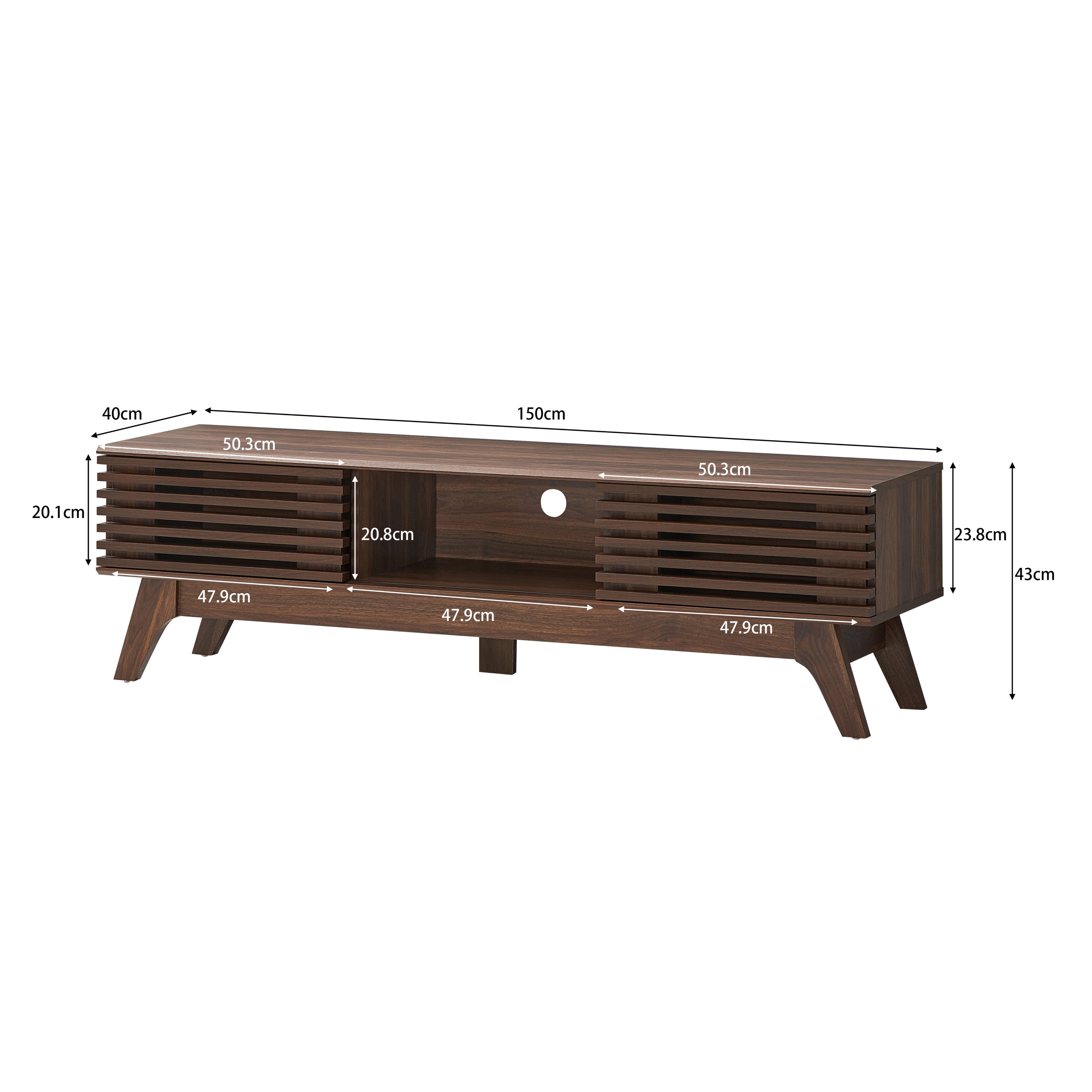 Camille Wooden Lowline Entertainment Unit TV Stand 150cm - Walnut Fast shipping On sale