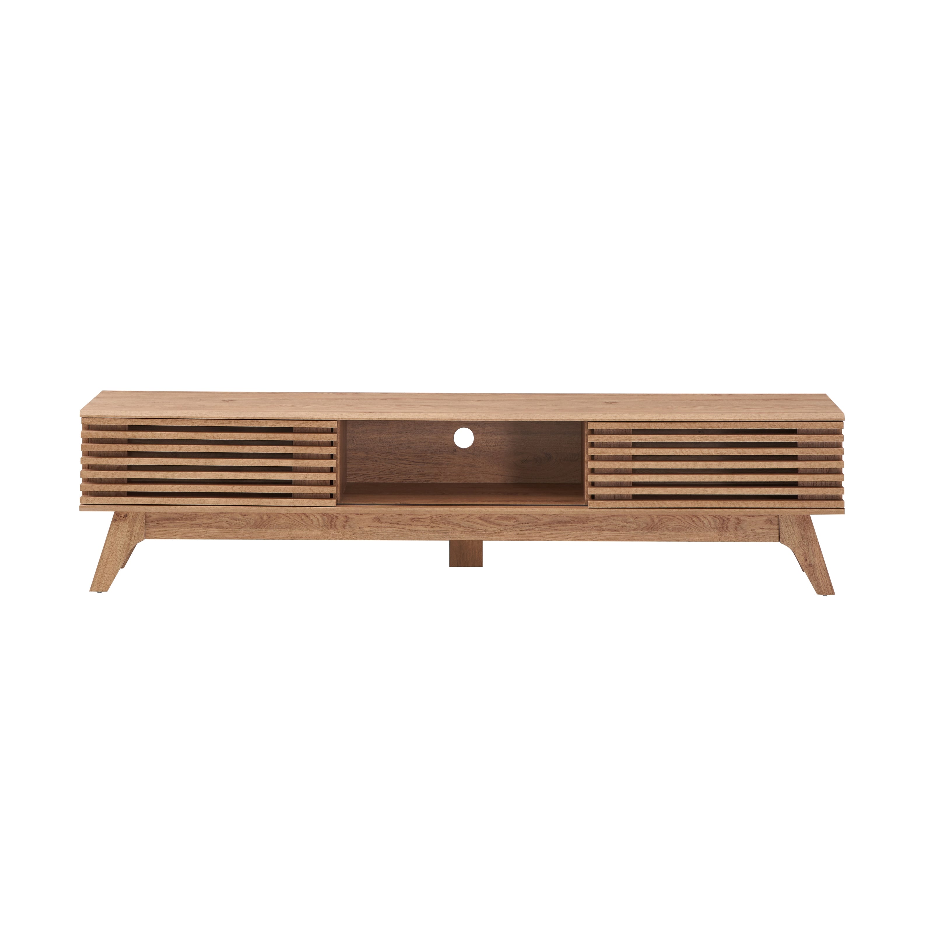 Camille Wooden Lowline Entertainment Unit TV Stand 180cm W/ 2-Doors - Oak Fast shipping On sale